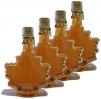 Four 500ml Maple Leaf Glass Bottles